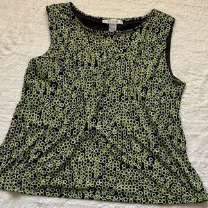 Fun Printed Scoop Neck Top - Lime Green & Black sleeveless